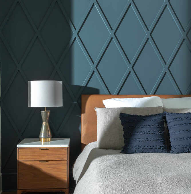 Bedroom detail with custom trim