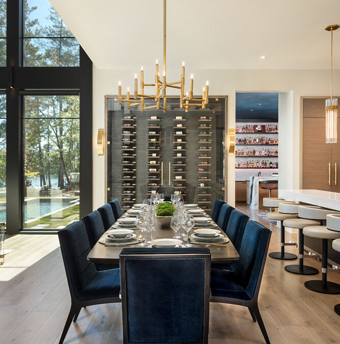 Dining table with custom wine storage