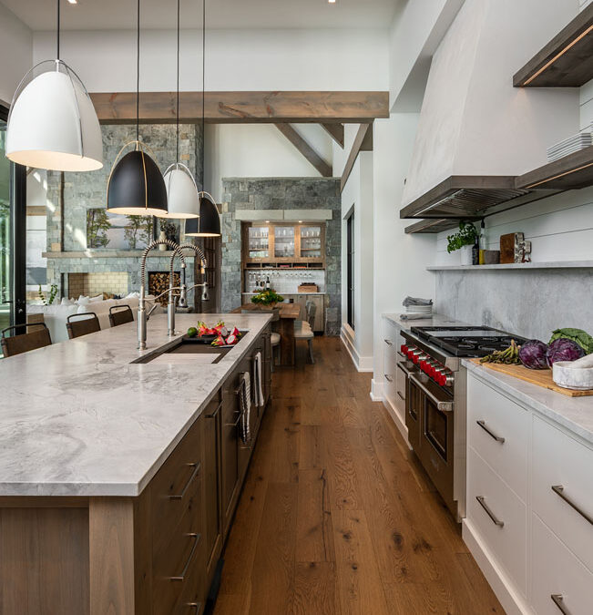 Kitchen with wood beams