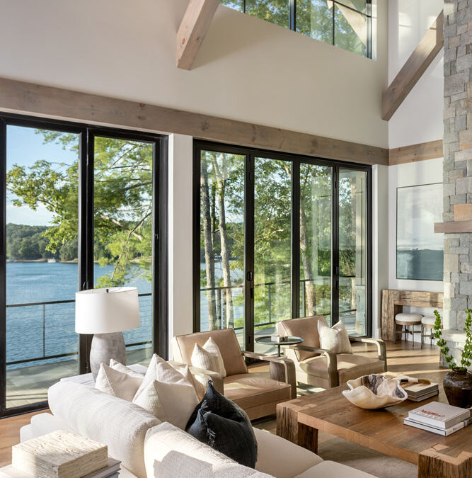 Living room with view of lake Keowee