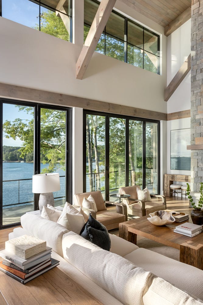 Living room with view of lake Keowee