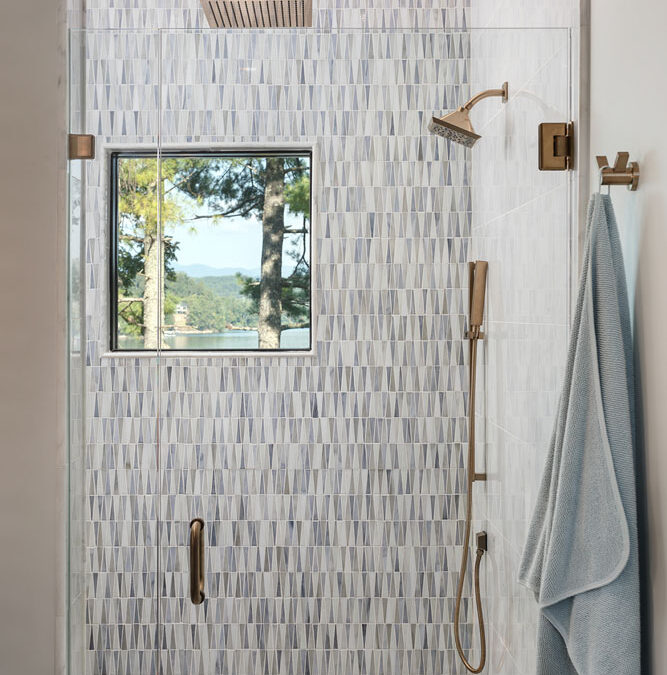 custom tile bath with window