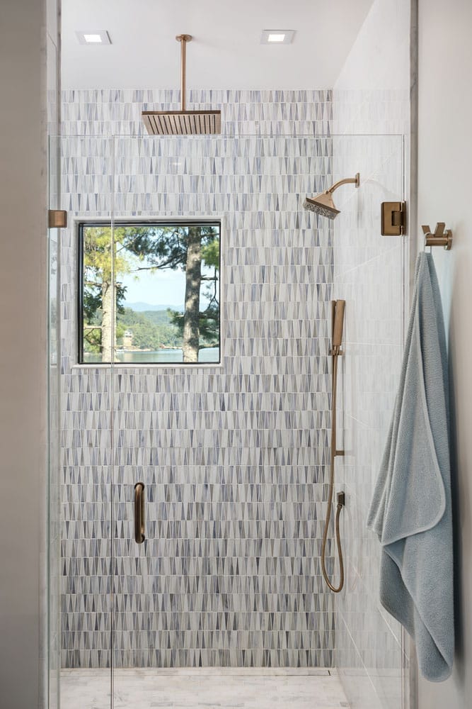 custom tile bath with window