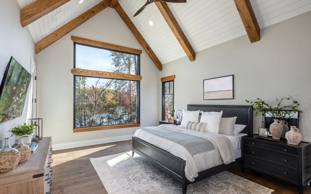 bedroom with views of Lake Keowee