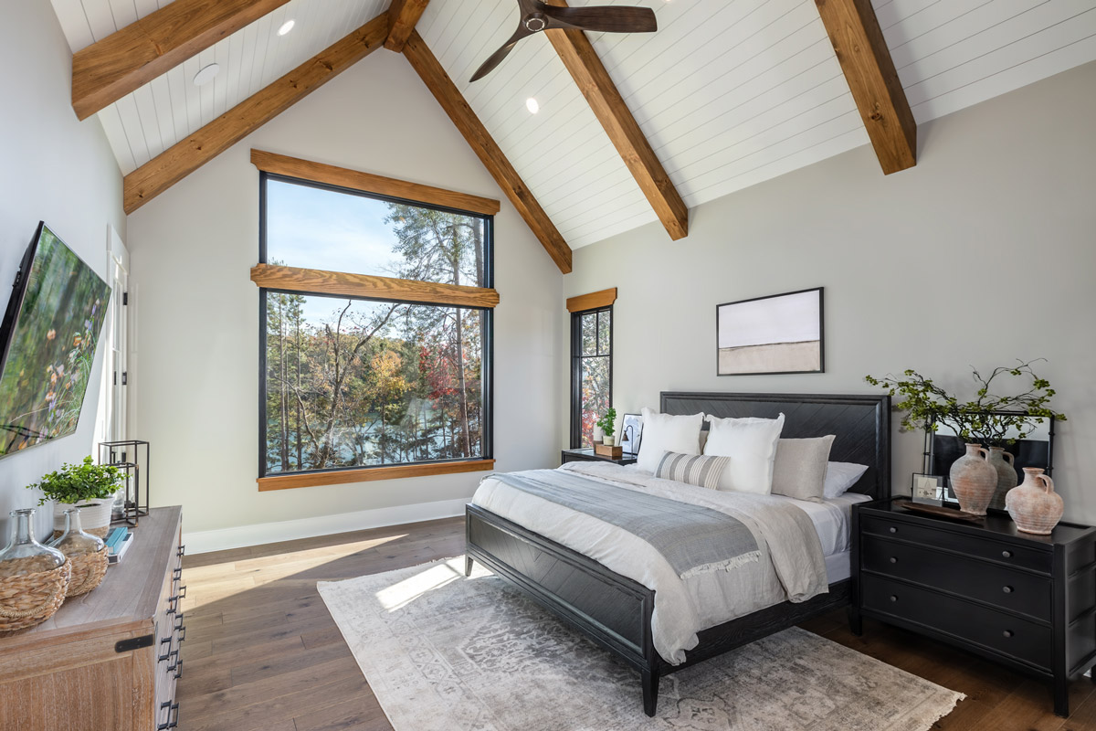 bedroom with views of Lake Keowee