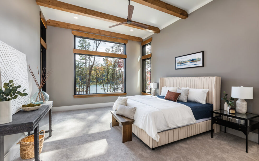 bedroom with views of Lake Keowee