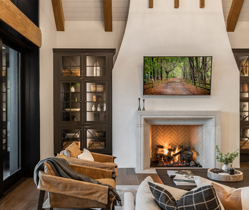 Living room with fireplace