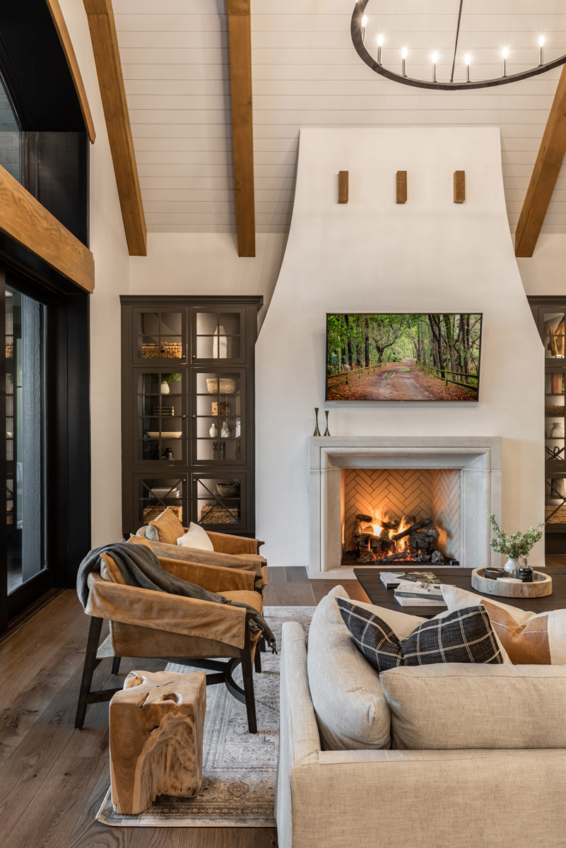 Living room with fireplace