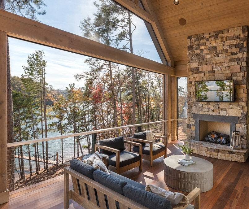 Elevated porch overlooking Lake Keowee