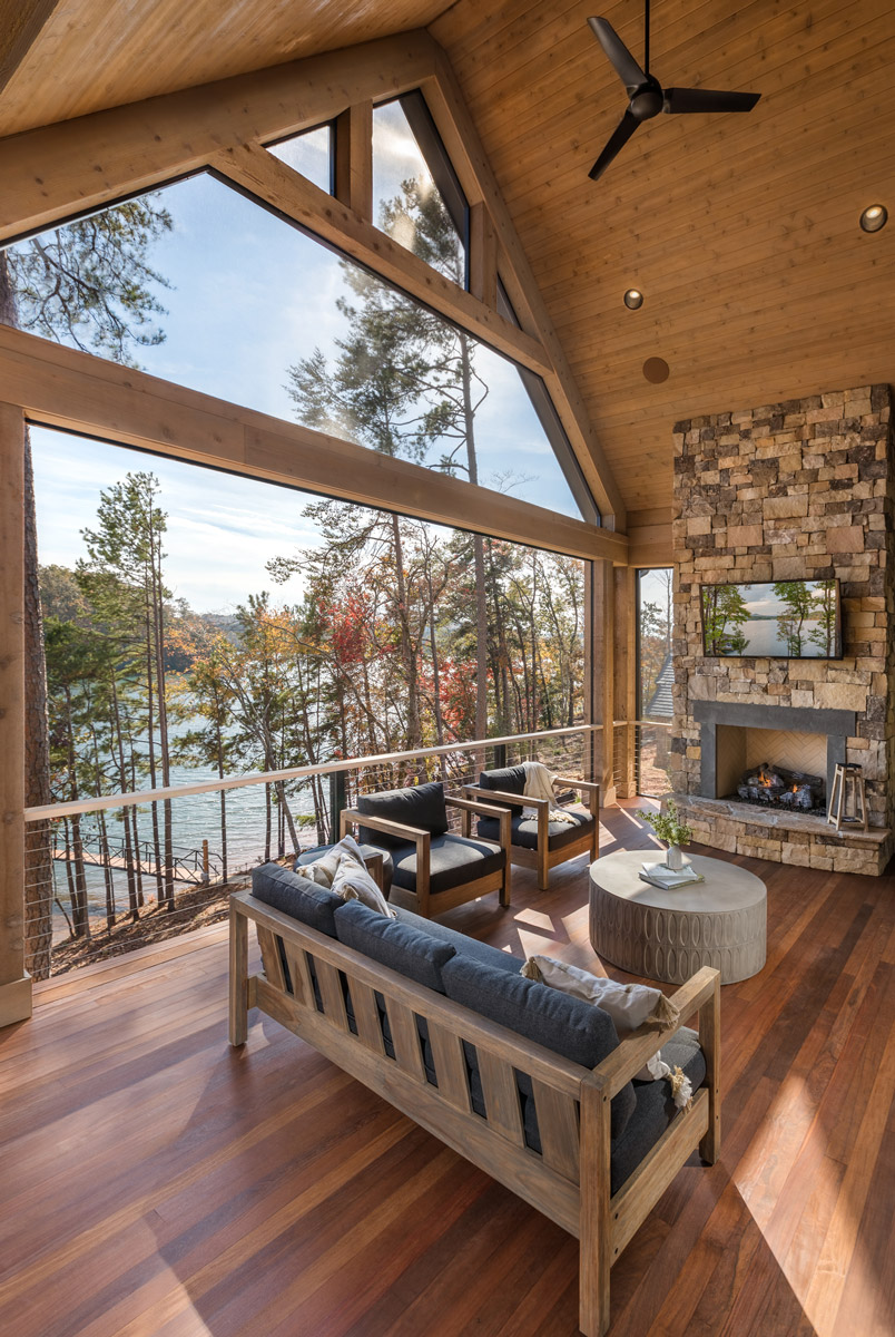 Elevated porch overlooking Lake Keowee