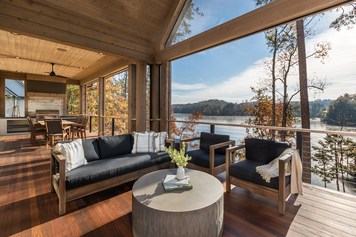 Elevated porch overlooking Lake Keowee