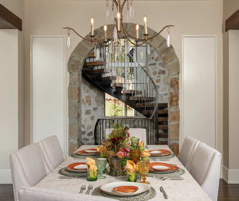 dining area with view of the staircase