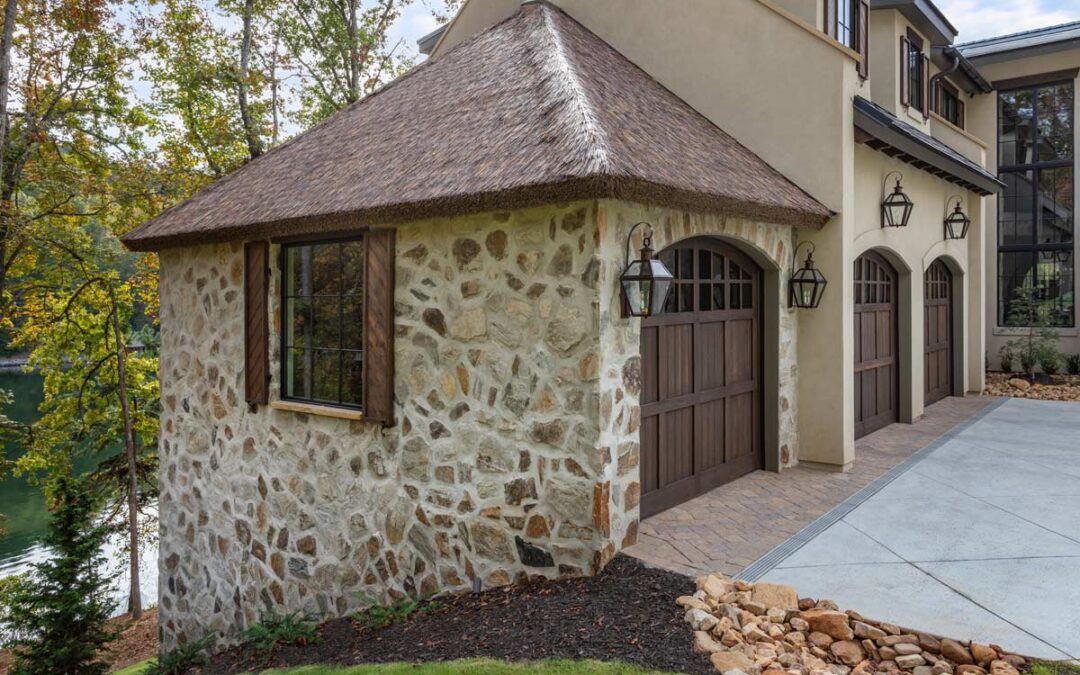 A twenty-first century version of a thatched roof over stonework