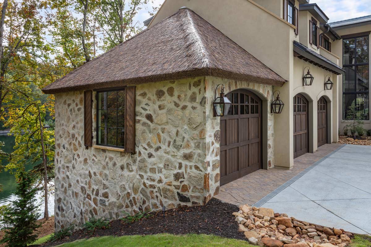 A twenty-first century version of a thatched roof over stonework
