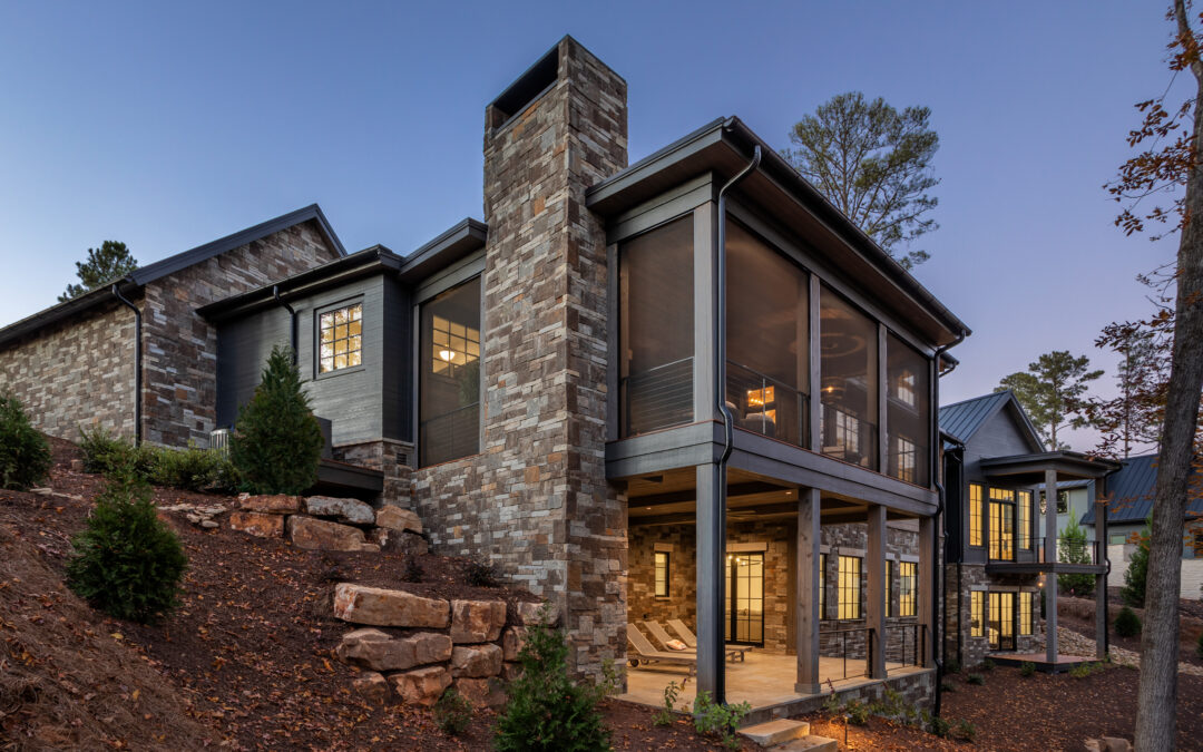 Hogg residence rear at night