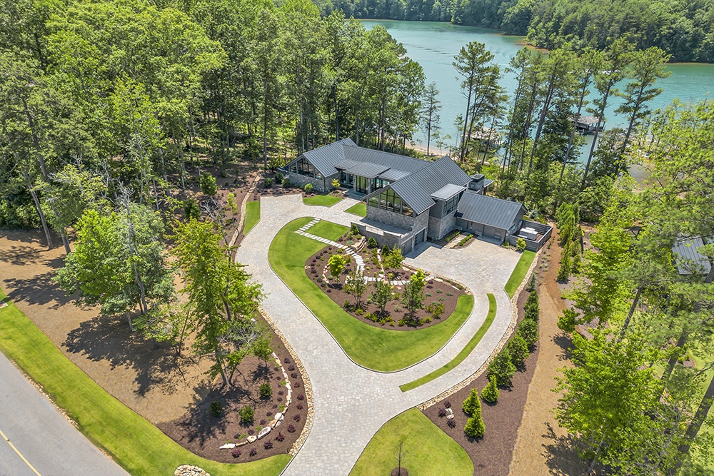 Johnson residence - aerial with Lake Keowee