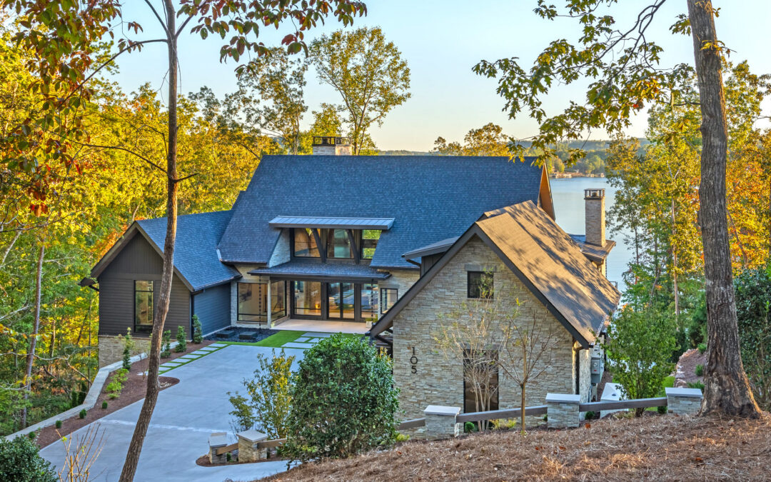 Exterior, lake view, lighting, landscaping