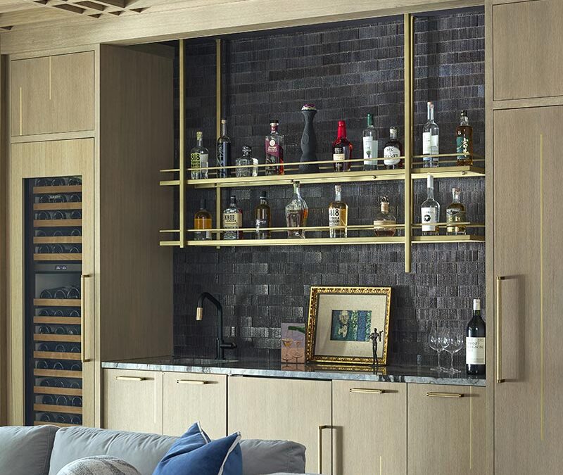 Custom bar cabinetry in the first floor bonus room