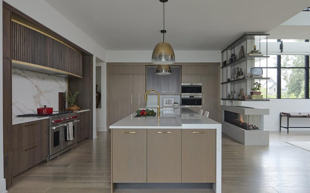 The luxury kitchen is both modern and warm, and completely functional